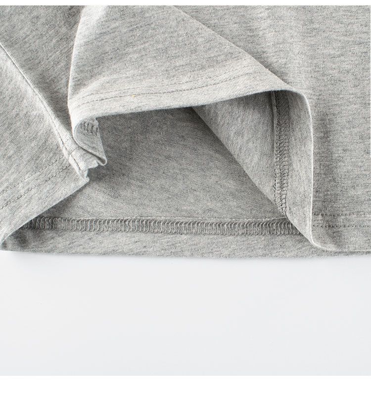 純棉圓領薄長袖上衣-熊熊臉-深藍+灰