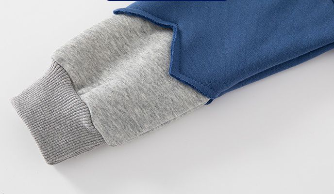 WELLKIDS - 加絨拼色圓領長袖上衣-動物散步-黃+綠