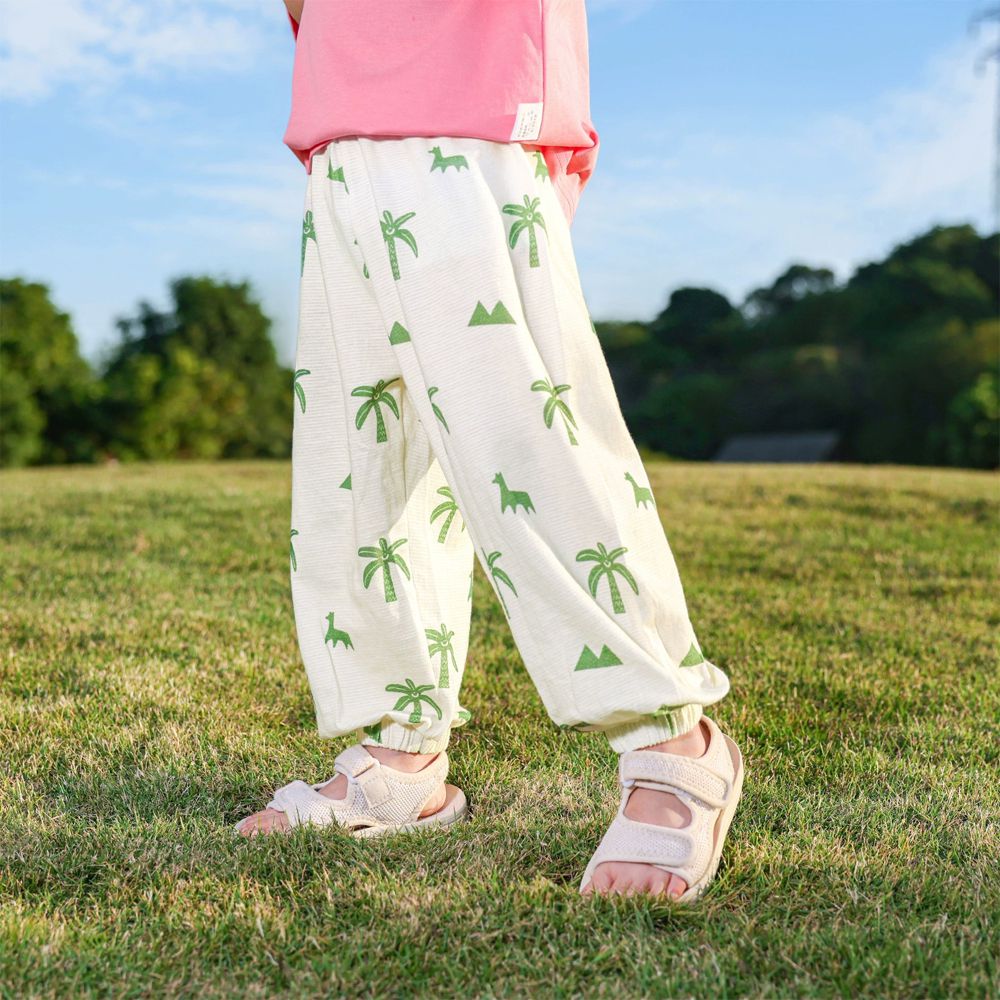 純棉輕薄透氣防蚊褲-島嶼風情-米白