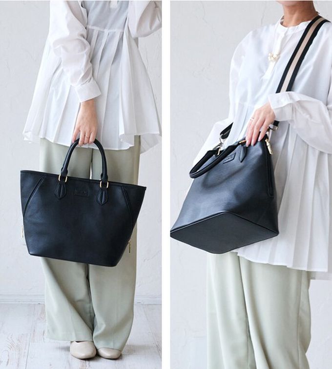 日本 LIZDAYS - 2WAY大開口優雅皮革感手提/側背包-焦糖橘 (42x28cm)