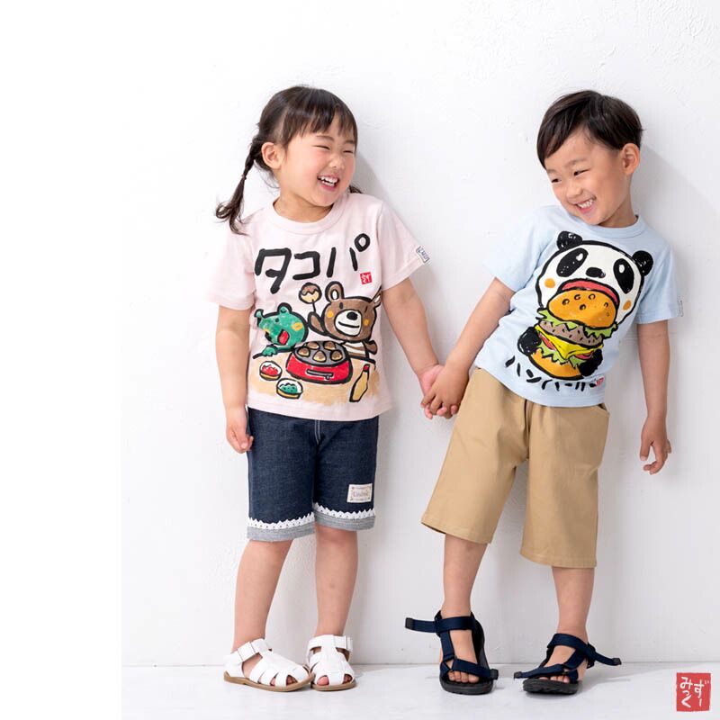 日本 ZOOLAND - 和風手繪印花純棉短T-F章魚燒-粉