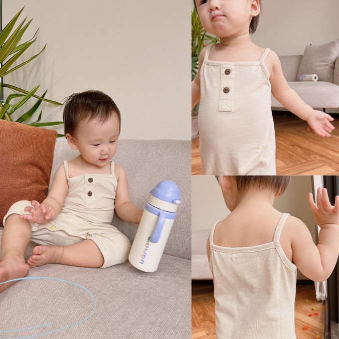 YOUrs - 棉甜細肩連身衣-濃霧粉