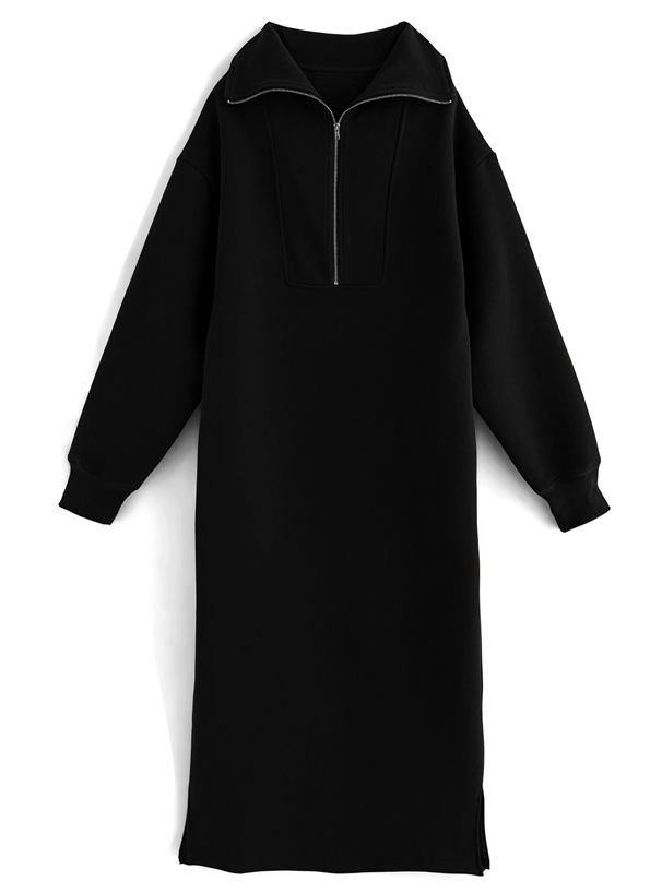 日本 GRL - 帥氣拉鍊翻領針織洋裝-可可