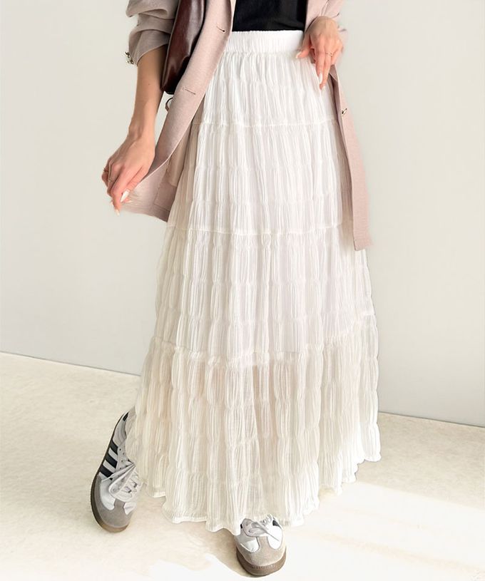 日本 Classical Elf - 柔軟飄逸分層透膚喇叭長裙-黑