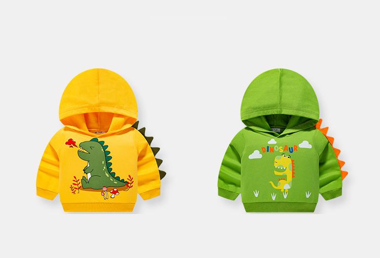 純棉立體連帽長袖上衣/帽T-小小妖怪-藍色