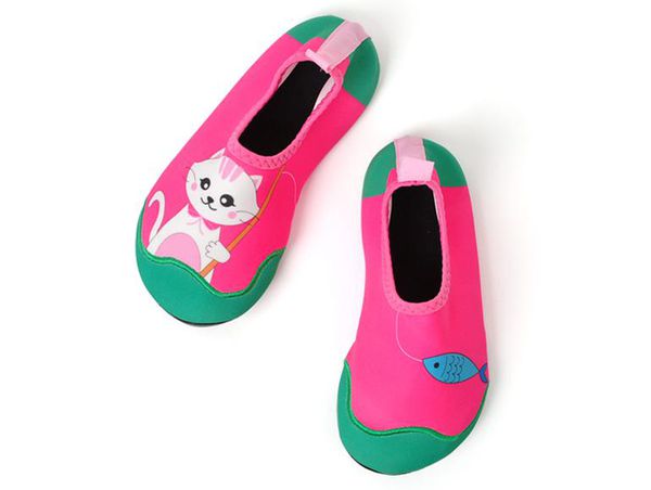 韓國 OZKIZ - 輕量/防滑兒童沙灘鞋/戲水鞋-粉紅貓咪