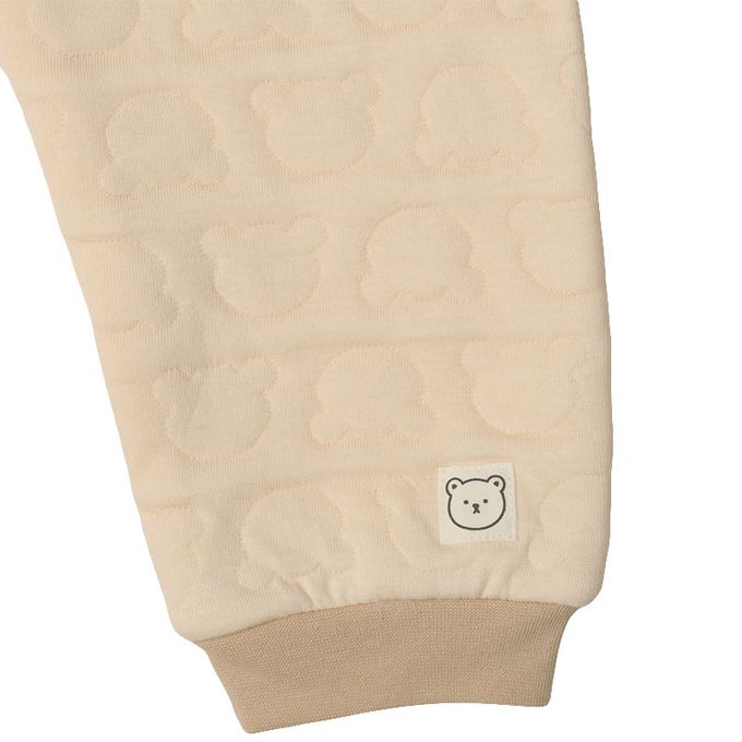 akachan honpo - 長袖包屁衣家居服-保暖鋪棉 小熊-淺卡其色