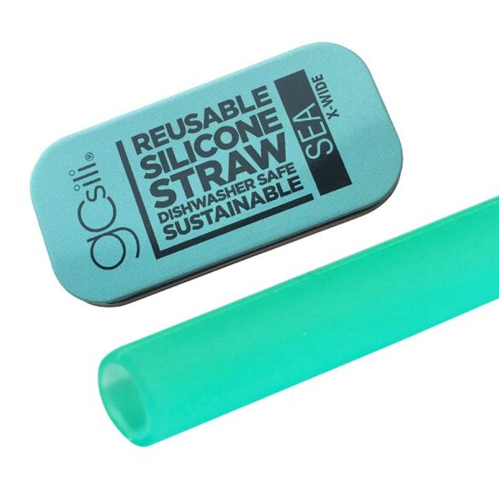 美國GoSili - 單支珍奶吸管隨行組-Sea-附鐵盒-海洋藍
