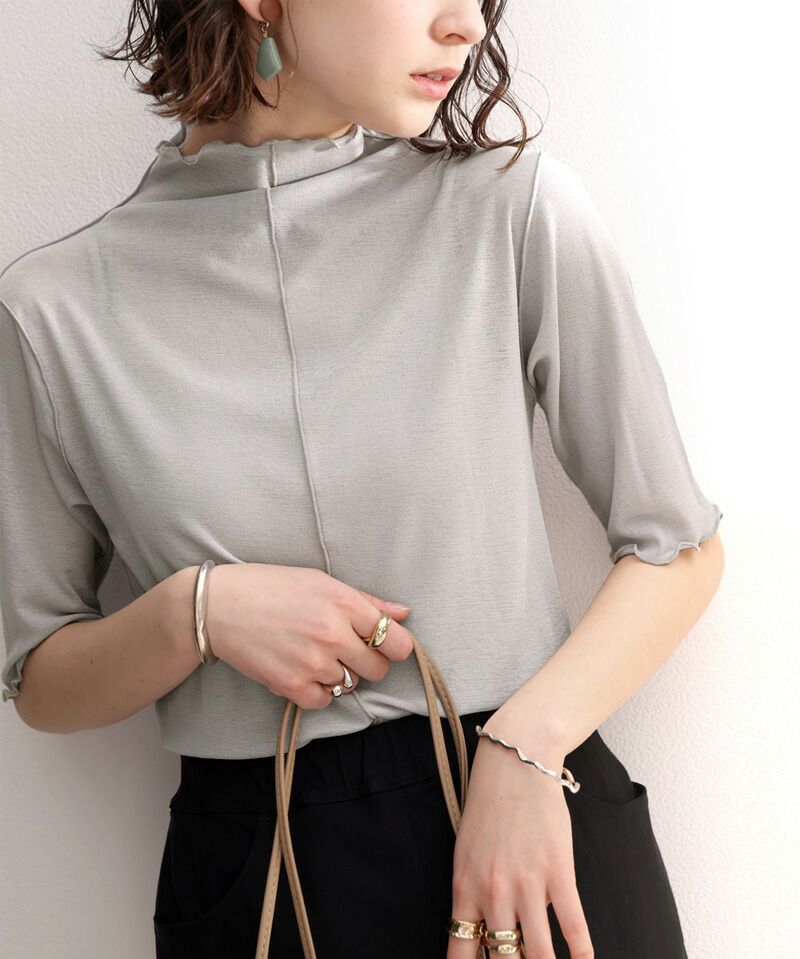 日本 Classical Elf - 百搭簡約木耳領短袖上衣-膚粉