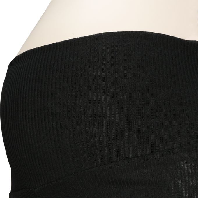 akachan honpo - 彈性羅紋內搭褲-木耳邊褲腳-黑色