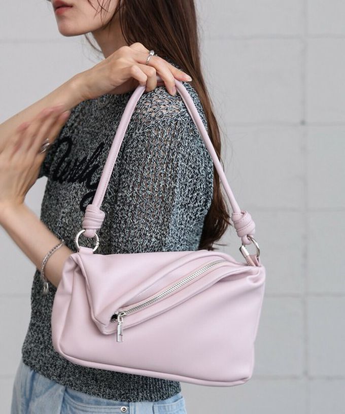 日本 Bab - 2way軟質拉鍊造型手提/側背包-櫻花粉