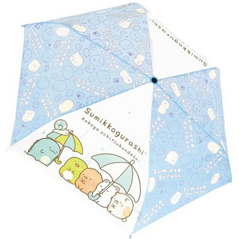 日本代購 - 卡通折疊雨傘-角落生物-水藍X雙面透明 (53cm(125cm以上))