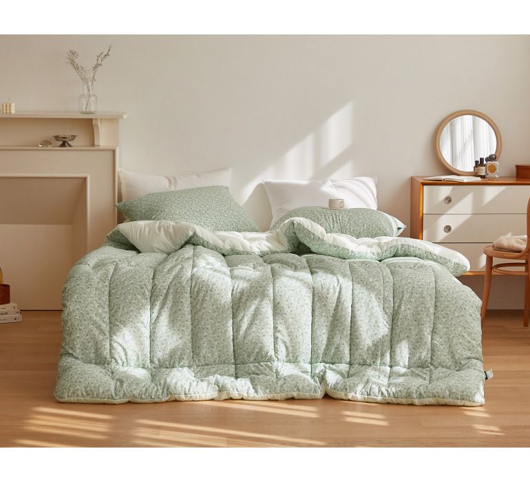 韓國 Maatila - 可水洗超細纖維桃皮感棉被(冬被)-綠庭院花圃