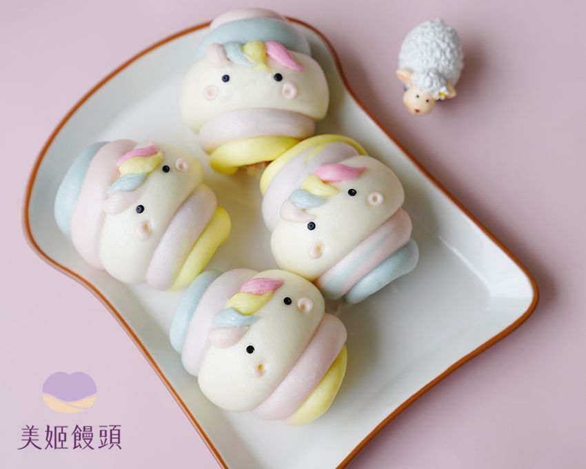 美姬饅頭 - 夢幻獨角獸爆漿乳酪熱狗捲鮮乳造型饅頭 (6入)-55g