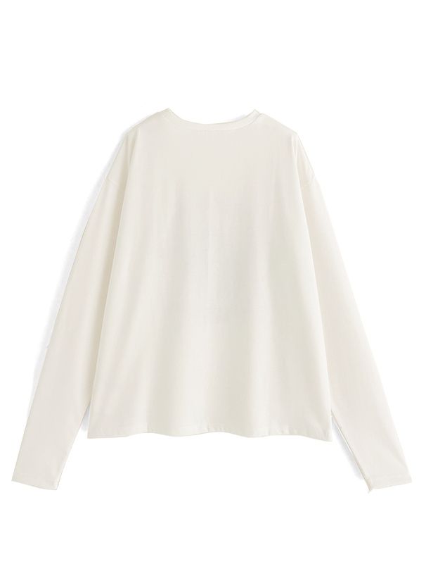 日本 GRL - 棉混圓領貓咪印花長T-虎斑貓-白 (F)