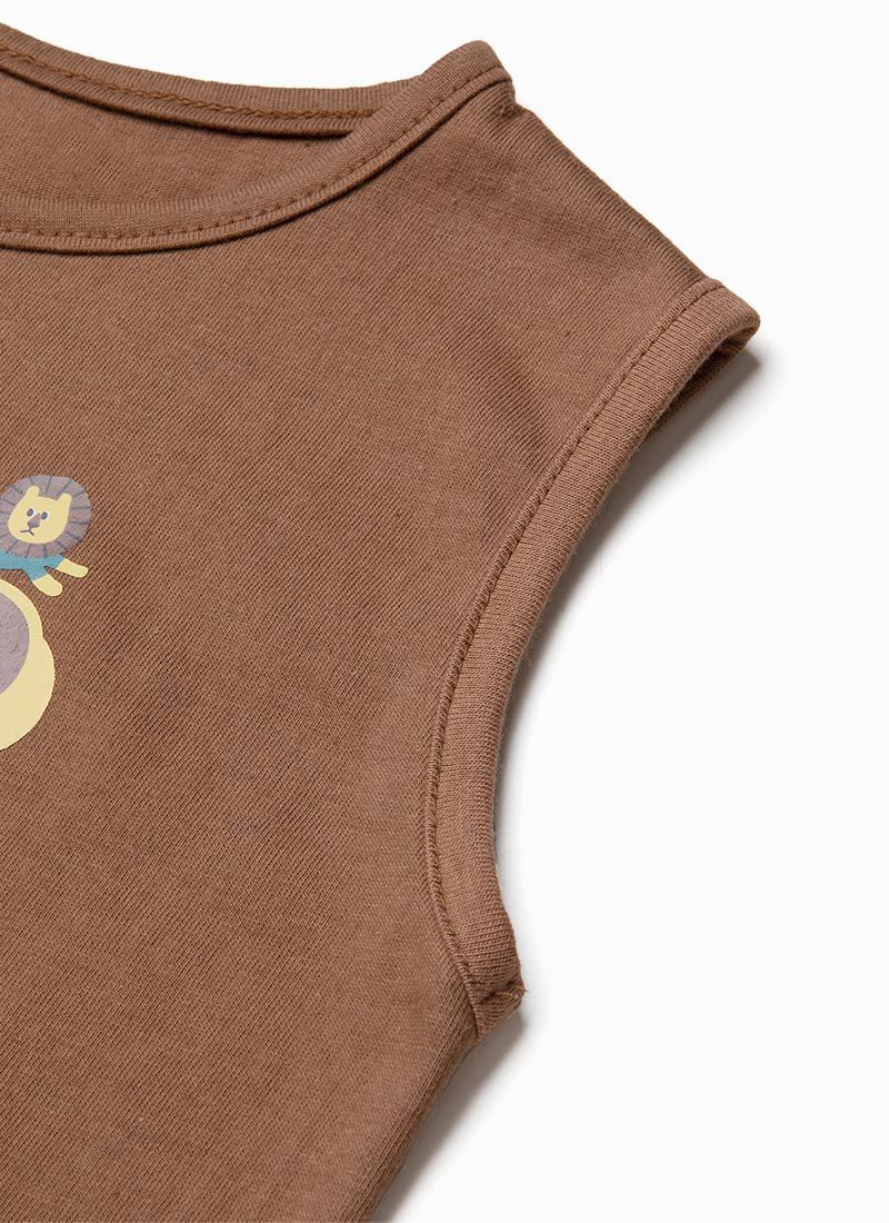 韓國 OZKIZ - Nice獅子無袖背心上衣-咖啡