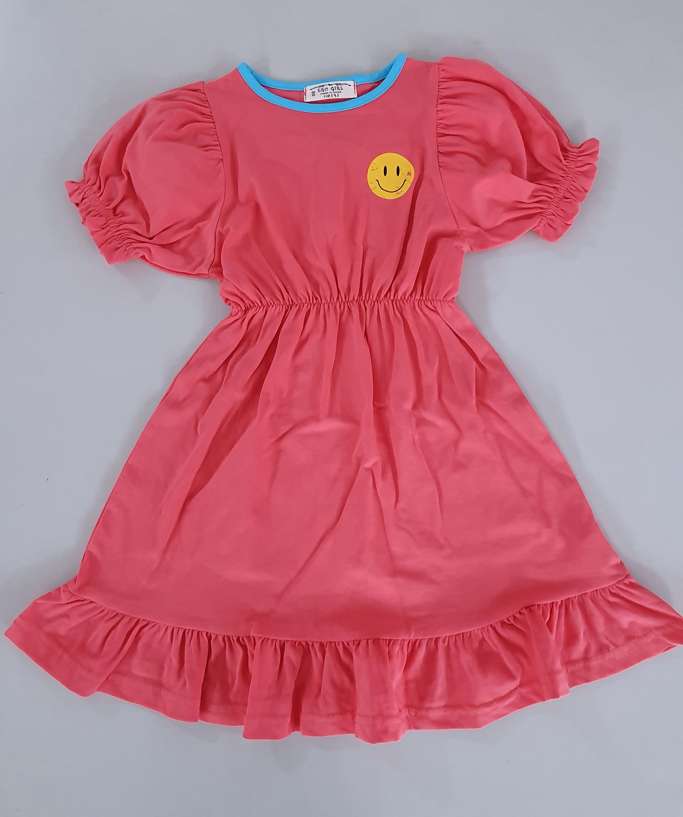 韓國 ERU - 活力笑臉縮腰洋裝-草莓粉