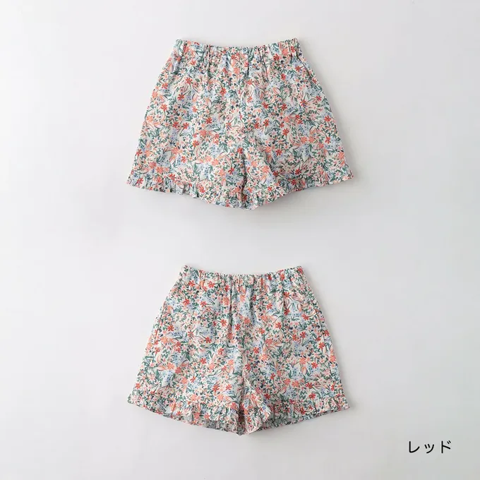 日本 BRANSHES - 清爽可愛摺邊後口袋短褲-小格子-水藍