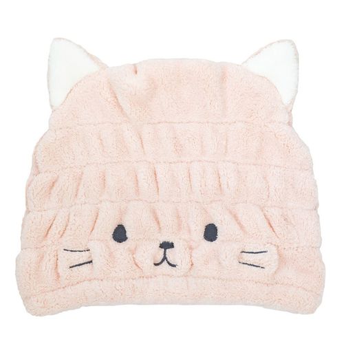 日本 CB JAPAN - 動物造型超細纖維浴帽-小貓粉 (W230 X D200 X H15mm)