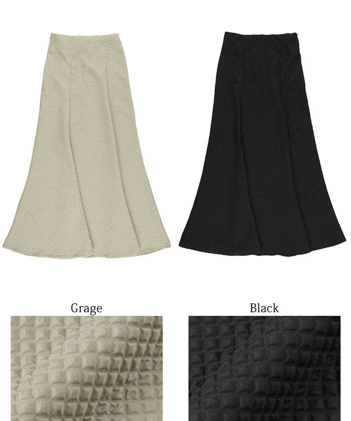 日本 COCA - 時尚菱紋顯瘦魚尾裙-灰棕