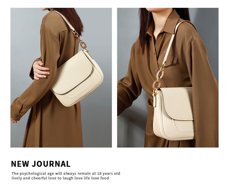 真皮質感腋下馬鞍包-附2種背帶-深棕色 (25x19x9cm)