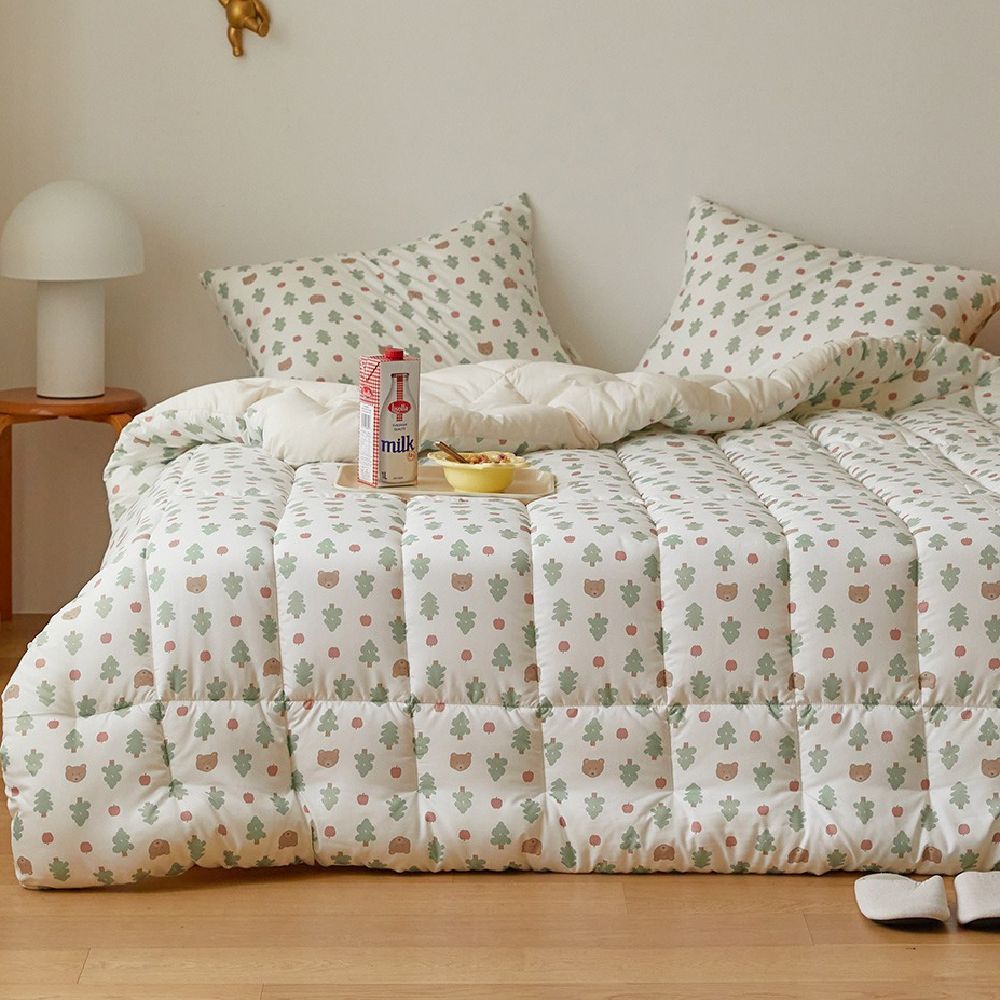 可水洗超細纖維桃皮感四季被-熊熊蘋果樹