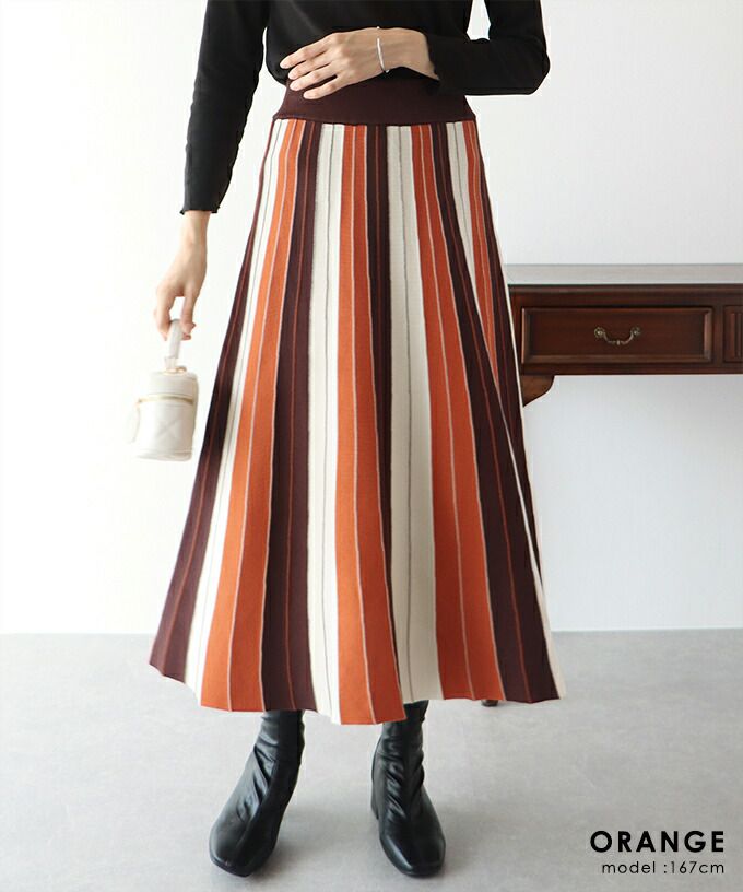 日本 BLUE EAST - [店員推薦] 撞色修身針織長裙-深藍x粉紫