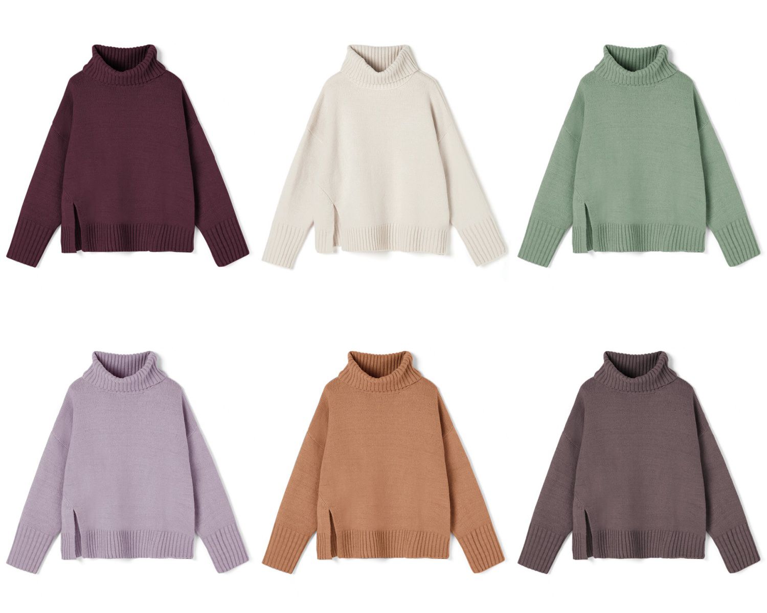 日本 GRL - 大寬鬆高領開衩針織毛衣-鐵灰