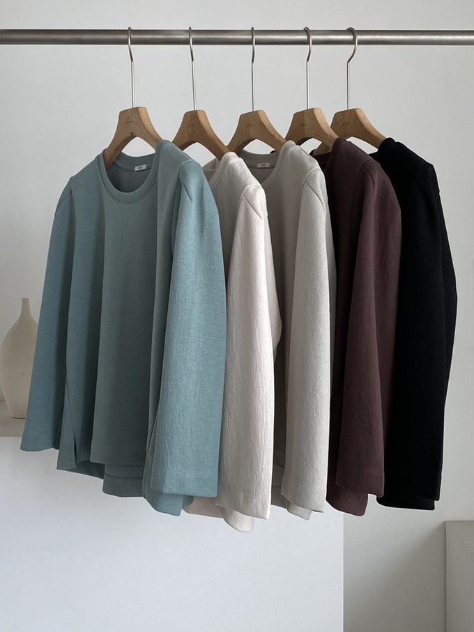 韓國女裝連線 - 設計感抓褶拼接八分袖上衣-藍綠 (FREE)