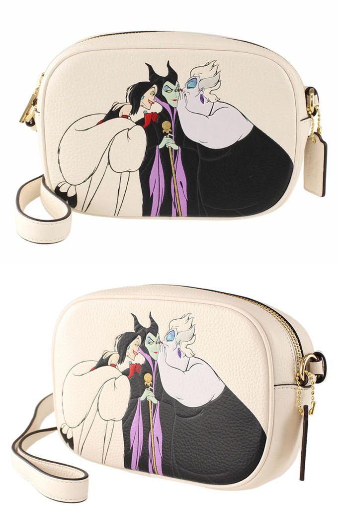 COACH - 迪士尼壞皇聯名皮革斜背包 (白)