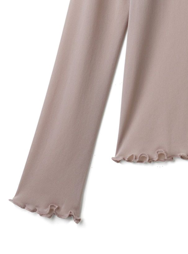 日本 GRL - 微透膚捲邊長袖上衣/內搭-天使白