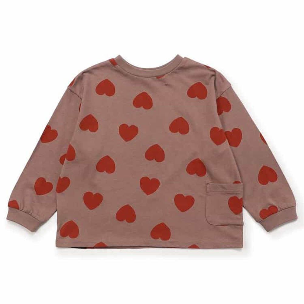 正反OK！前後兩穿長袖上衣-愛心-咖啡