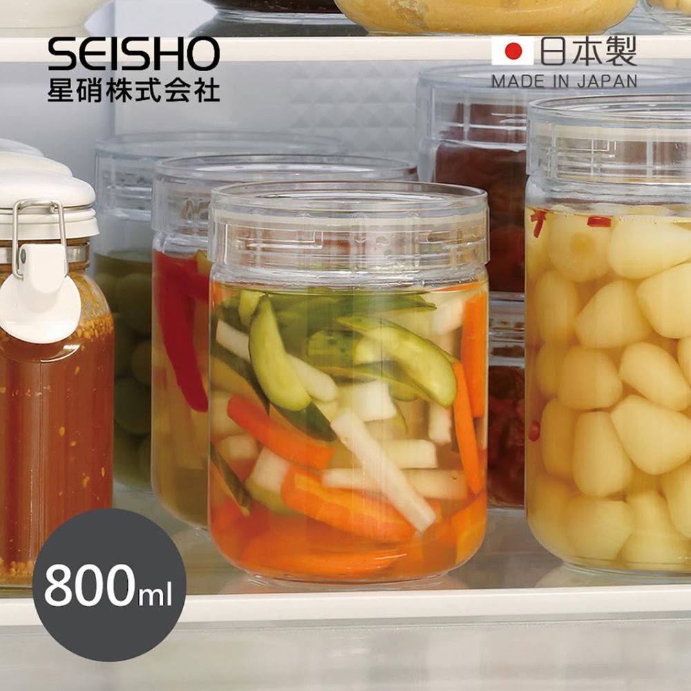 日本星硝SEISHO - 日製深型寬口徑清透玻璃儲物罐-800ml