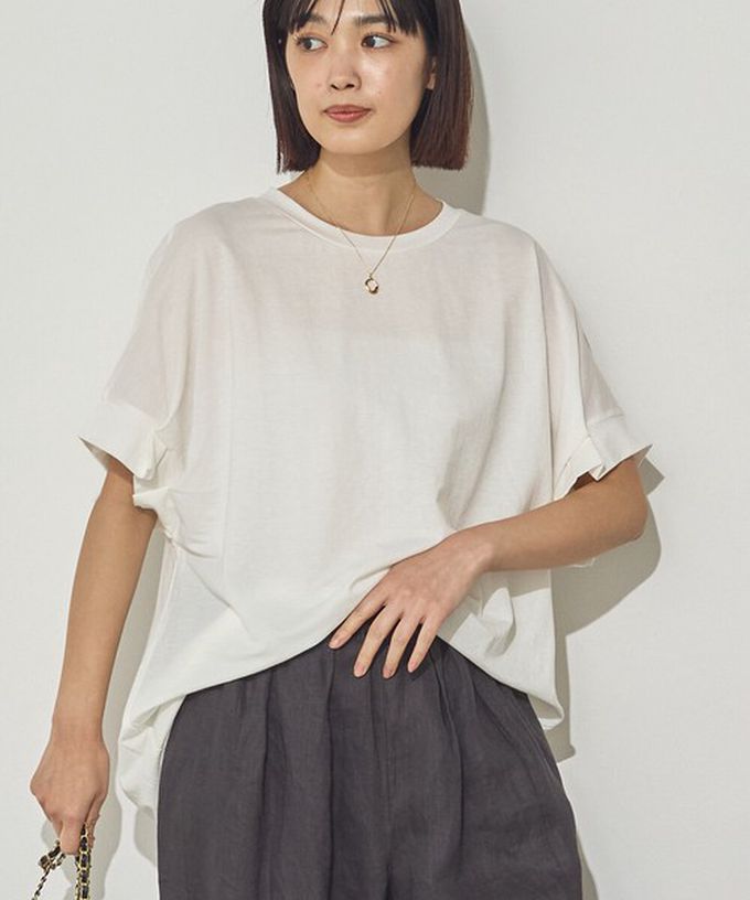 日本 Sans Souci 34+ - 接觸涼感 寬鬆打摺短袖上衣-咖啡棕