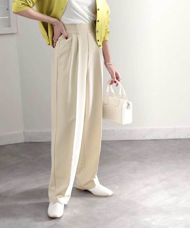 日本 Classical Elf - 修長美腿打褶西裝褲-摩卡棕