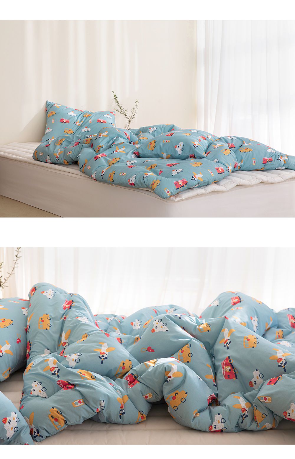 韓國 Maatila - (兒童款)可水洗M2全方位抗菌防蟎棉被-噗噗車車