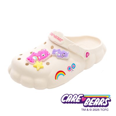 韓國 Care Bears - 彩虹熊 童鞋 雲朵洞洞鞋 CBKG59901-雲朵造型吸睛潮流，增厚鞋底Q彈好走-米-(大童段)