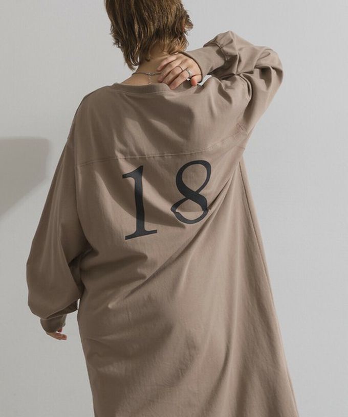 日本 Lupilien - 帥氣老虎印花側開叉長袖洋裝-灰棕