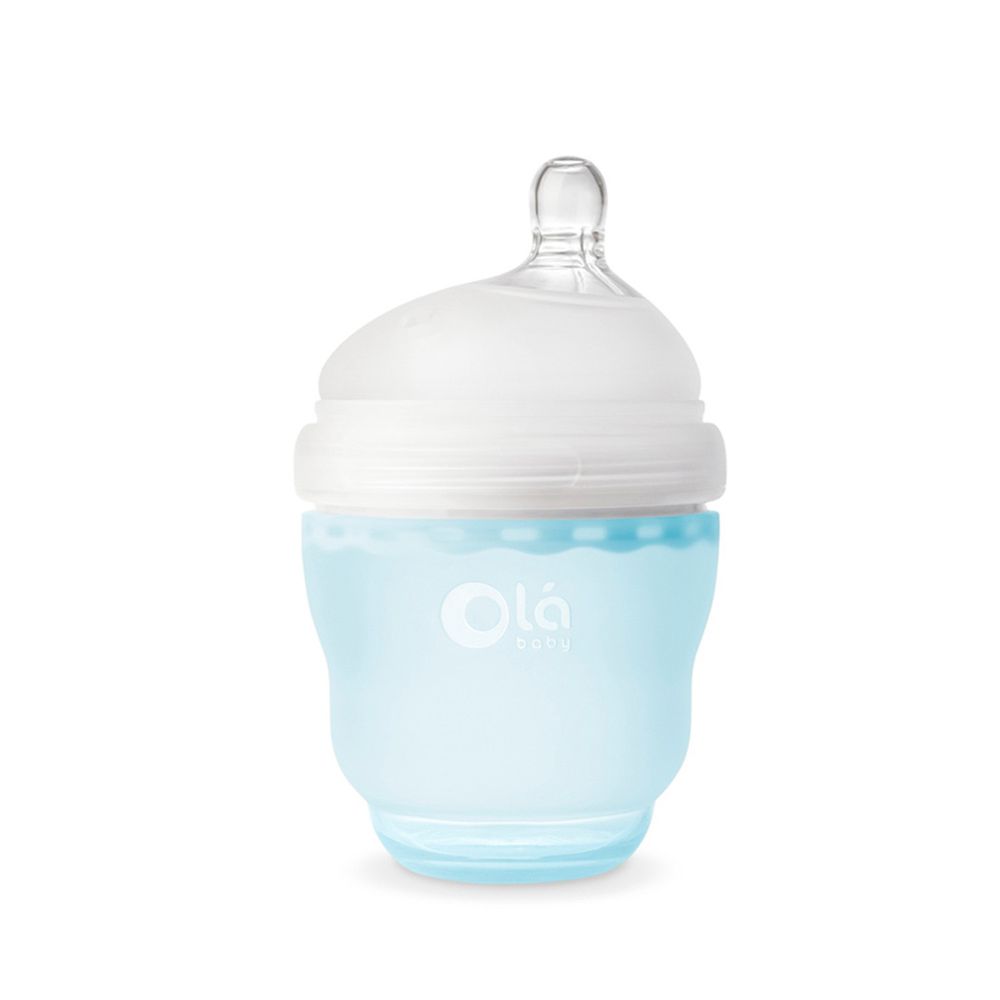 美國 Olababy - 親密乳感寬口矽膠奶瓶-晴空藍-120ml