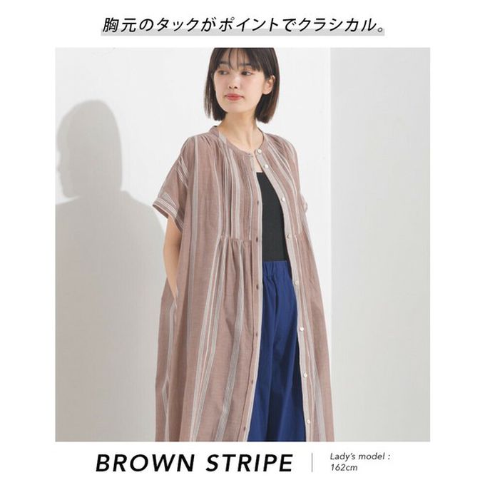 日本 OMNES - 100%印度棉 襯衫式印花短袖洋裝-紫版滿花