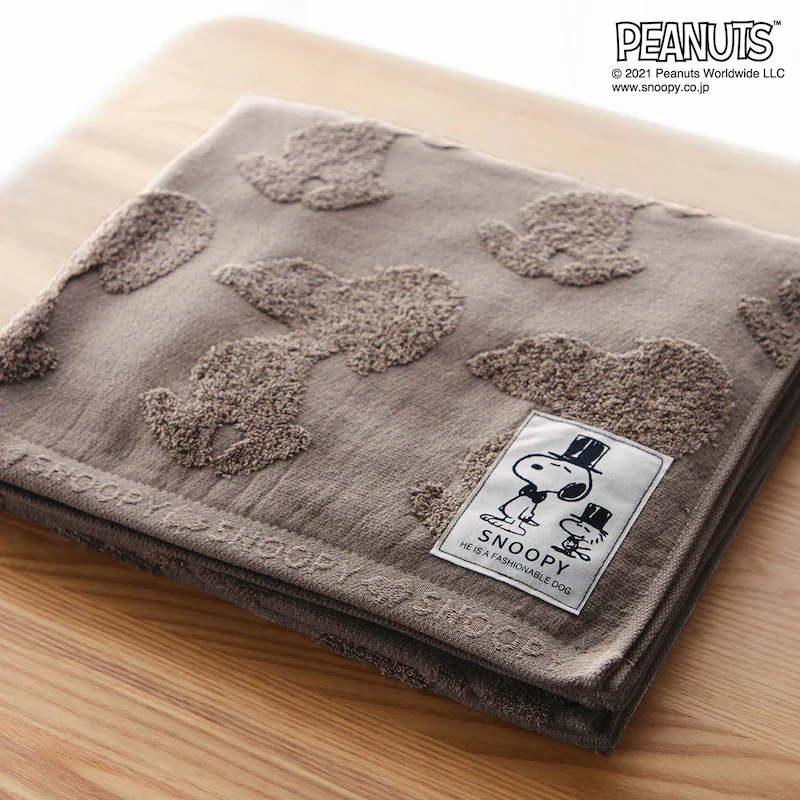 日本千趣會 - 史努比 日本製今治純棉浴巾-立體剪影-米 (60x120cm)