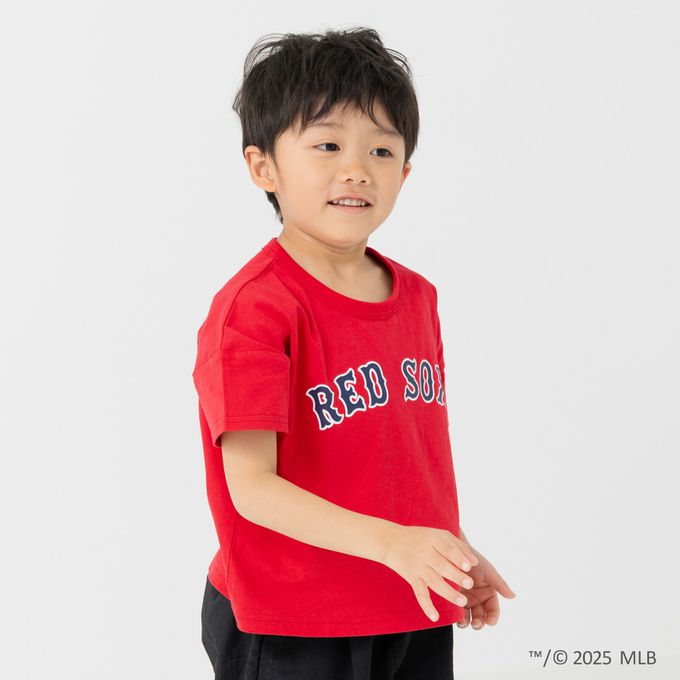 日本 Chil2 - MLB聯名 100%棉落肩短袖上衣-波士頓紅襪-紅