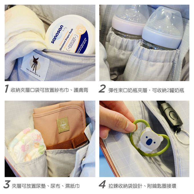 德國 Lassig - 小日常多口袋後背媽媽包-石墨灰-含尿布墊+推車掛勾+保溫瓶收納包