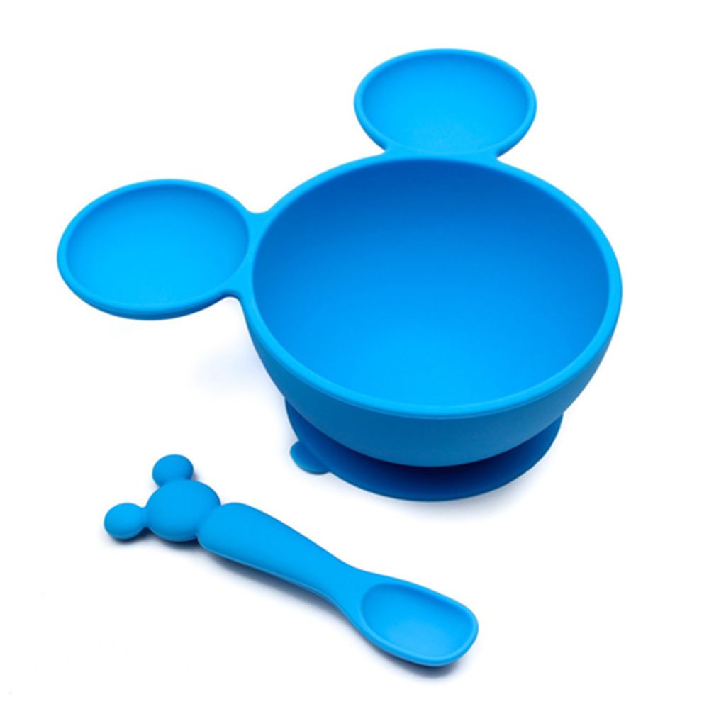 美國 Bumkins - 寶寶矽膠餐碗組-藍米奇