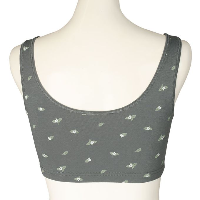 akachan honpo - 半截式內衣-前開式小花-深灰色