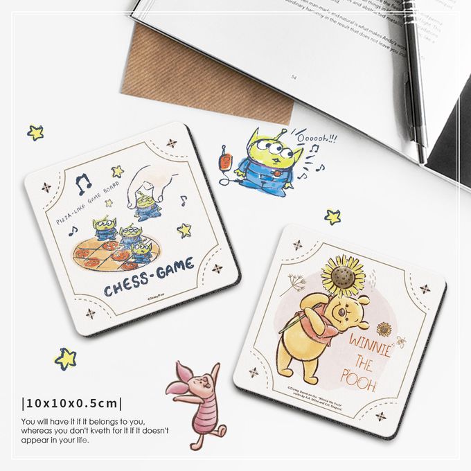 收納王妃 - 迪士尼 Disney 復古系列【米奇米妮】珪藻土軟式吸水杯墊 吸水墊 二入組 台灣製造10x10x0.5cm