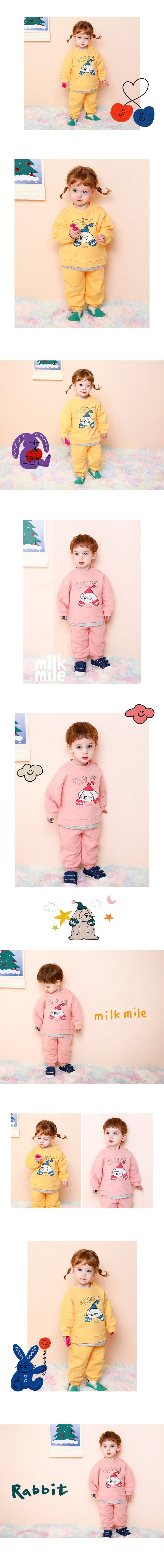 韓國 milk mile - (裏起毛)長耳狗狗套裝-粉紅