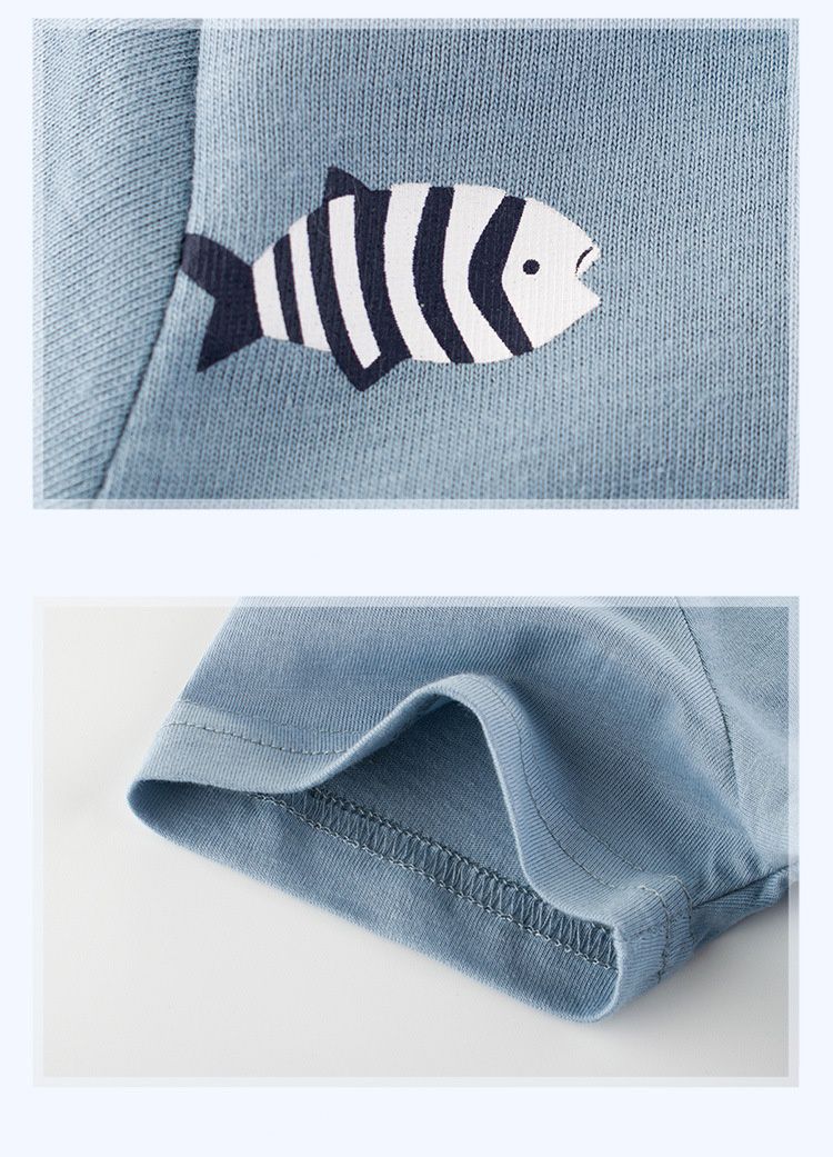 純棉短T-鯊魚家族-霧藍色