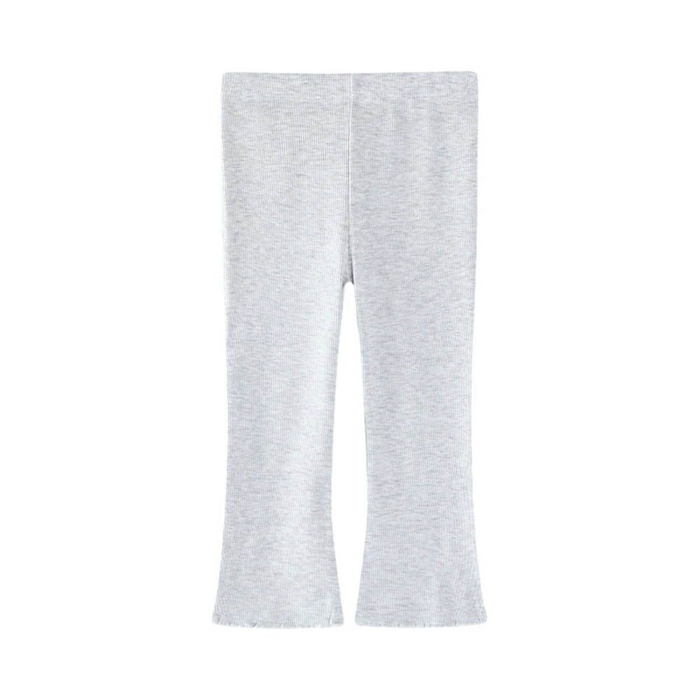 腰鬆緊微喇叭內搭褲-淺灰