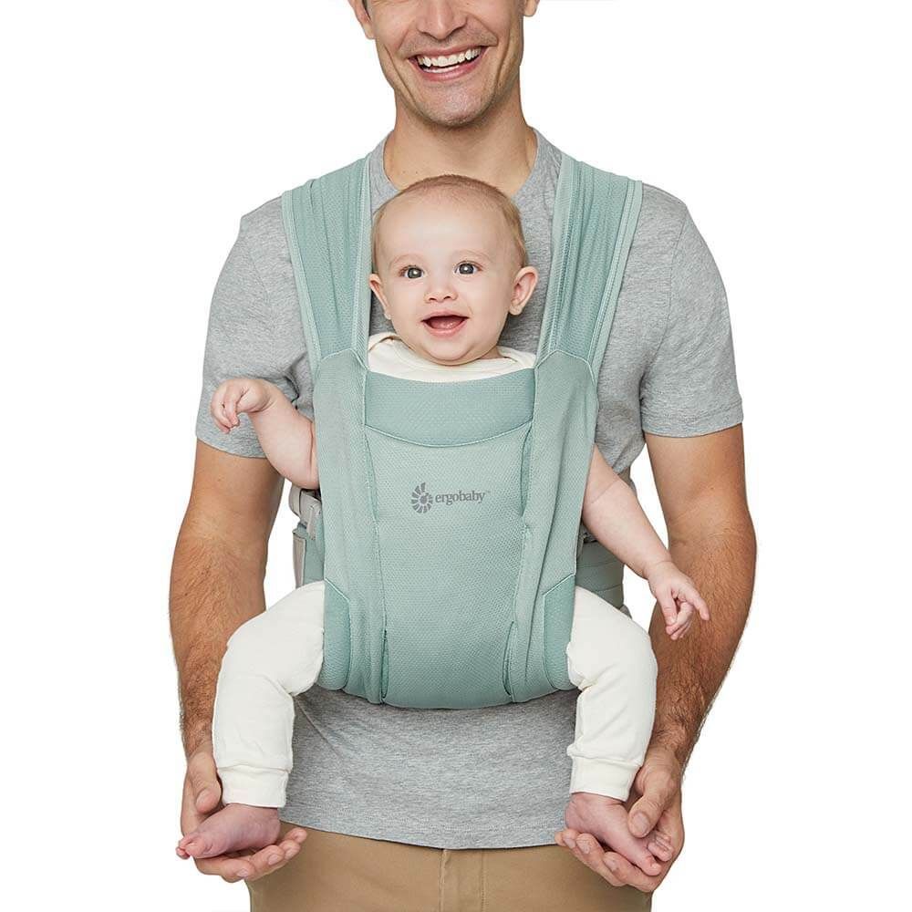 美國 ergobaby - Embrace 環抱二式初生嬰兒背帶柔軟透氣款-豆綠色